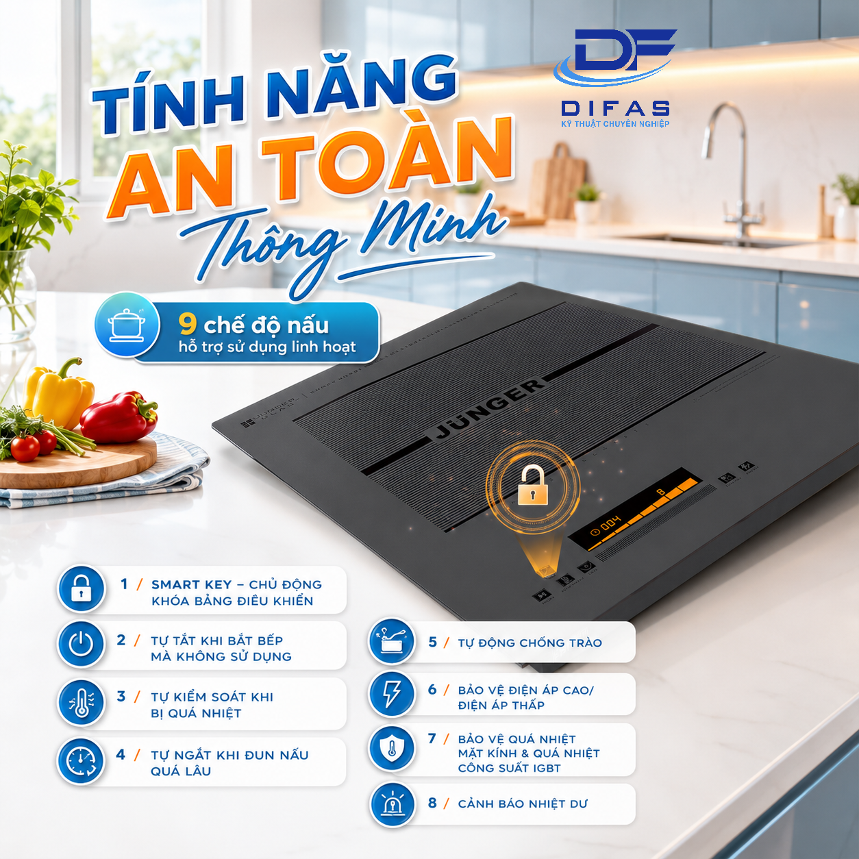BẾP ĐIỆN TỪ ĐÔI JUNGER CEJ-222 5 hinh 18 DIFAS