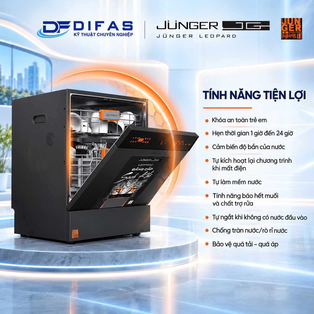 Máy rửa bát Junger JG Leopard DWJ-136-VG 14 53bb1282 bfd8 46b5 9a7a c1c4f1f77726