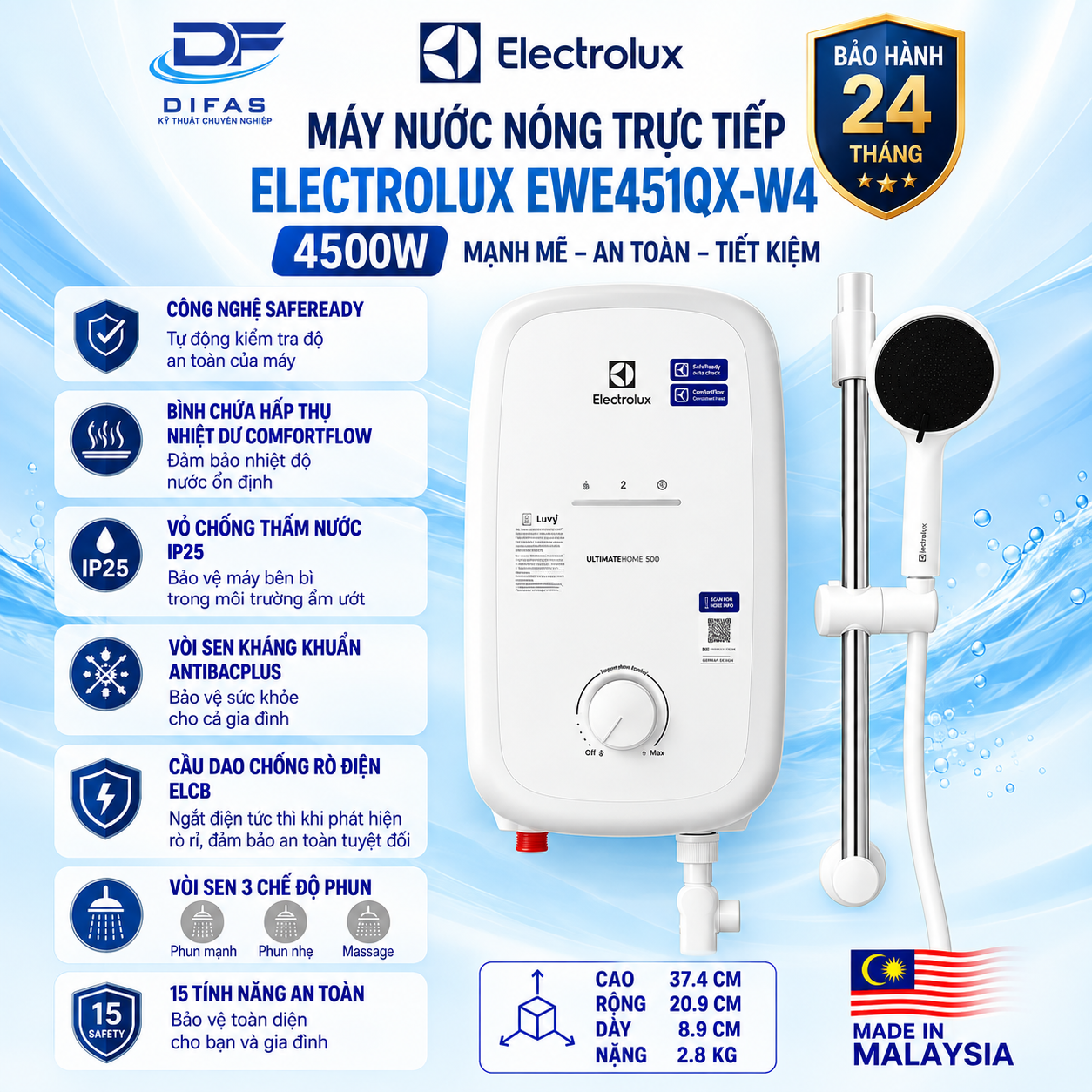 Máy Tắm Nóng Trực Tiếp Electrolux EWE451QX-W4 10 aba7f0a4 8a57 422c 85fe 391adde557b0