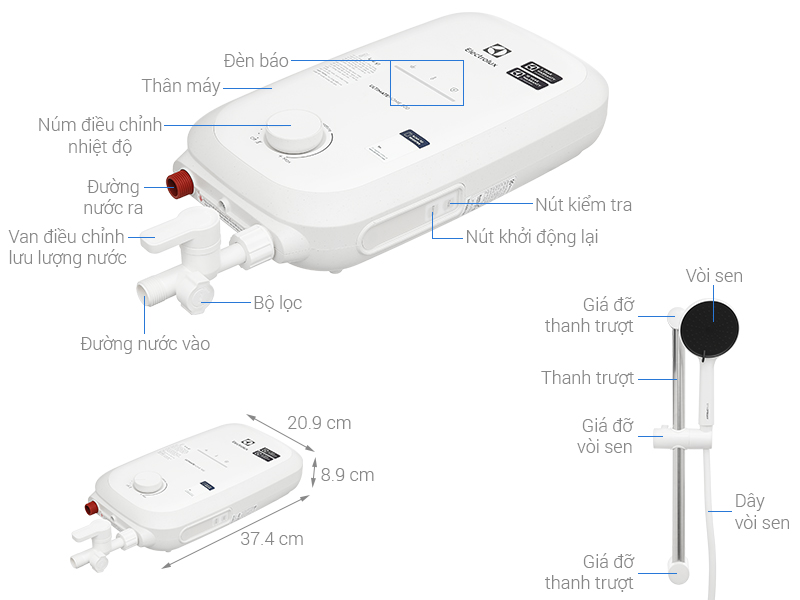 Máy Tắm Nóng Trực Tiếp Electrolux EWE451QX-W4 9 Máy Tắm Nóng Trực Tiếp Electrolux EWE451QX-W4 - Ảnh 9
