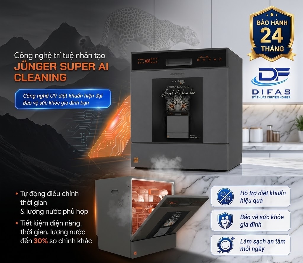 Máy rửa bát Junger DWJ-103 Super AI Cleaning