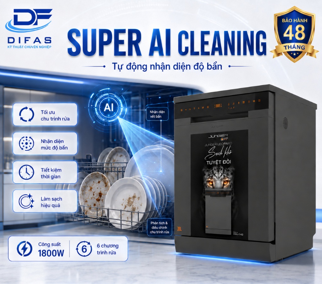 Máy rửa bát Junger JG Leopard DWJ-143 8 vn 11134207 81ztc mst78us3tyq1ba