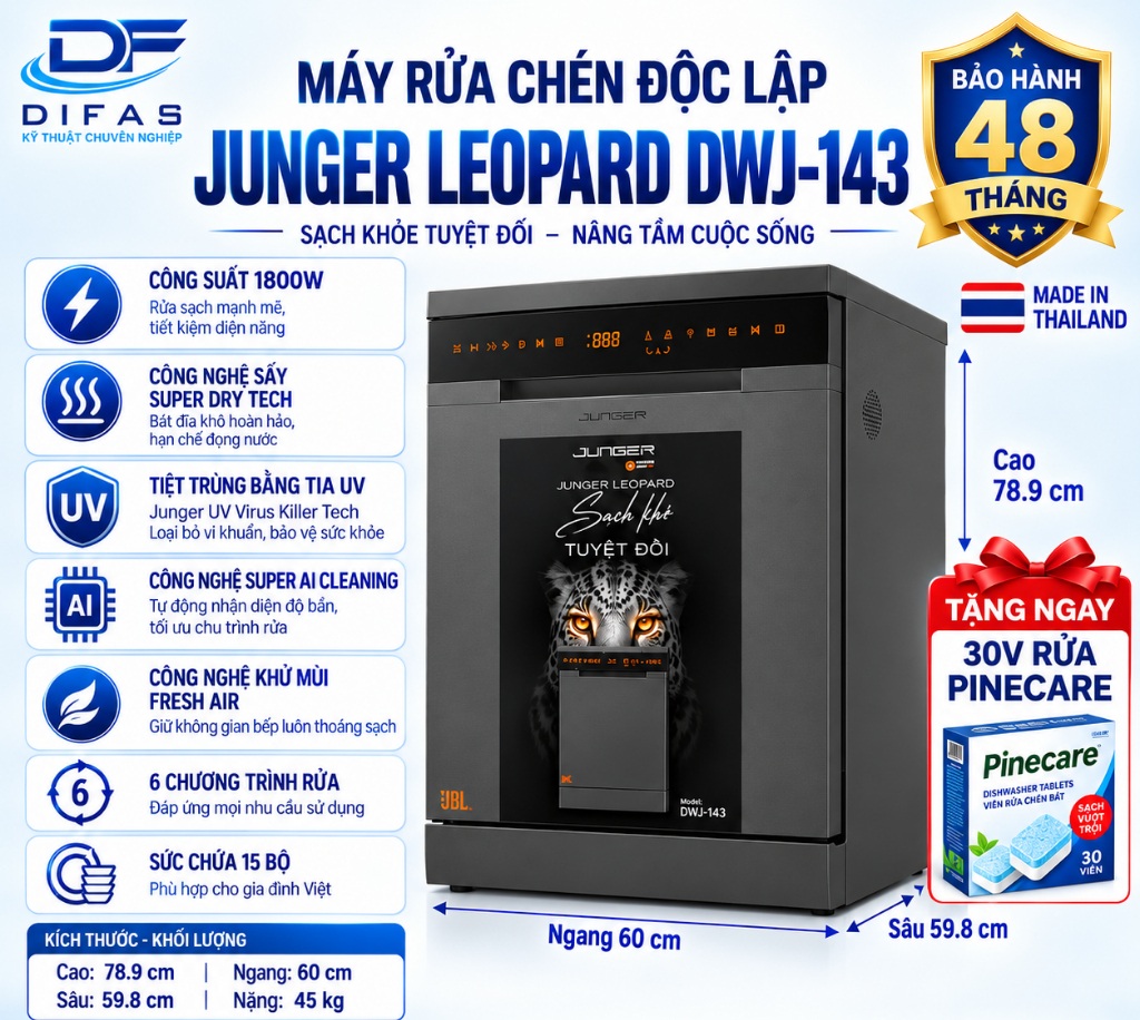 Máy rửa bát Junger JG Leopard DWJ-143 7 vn 11134207 81ztc mtdkjn7bpuyo1e
